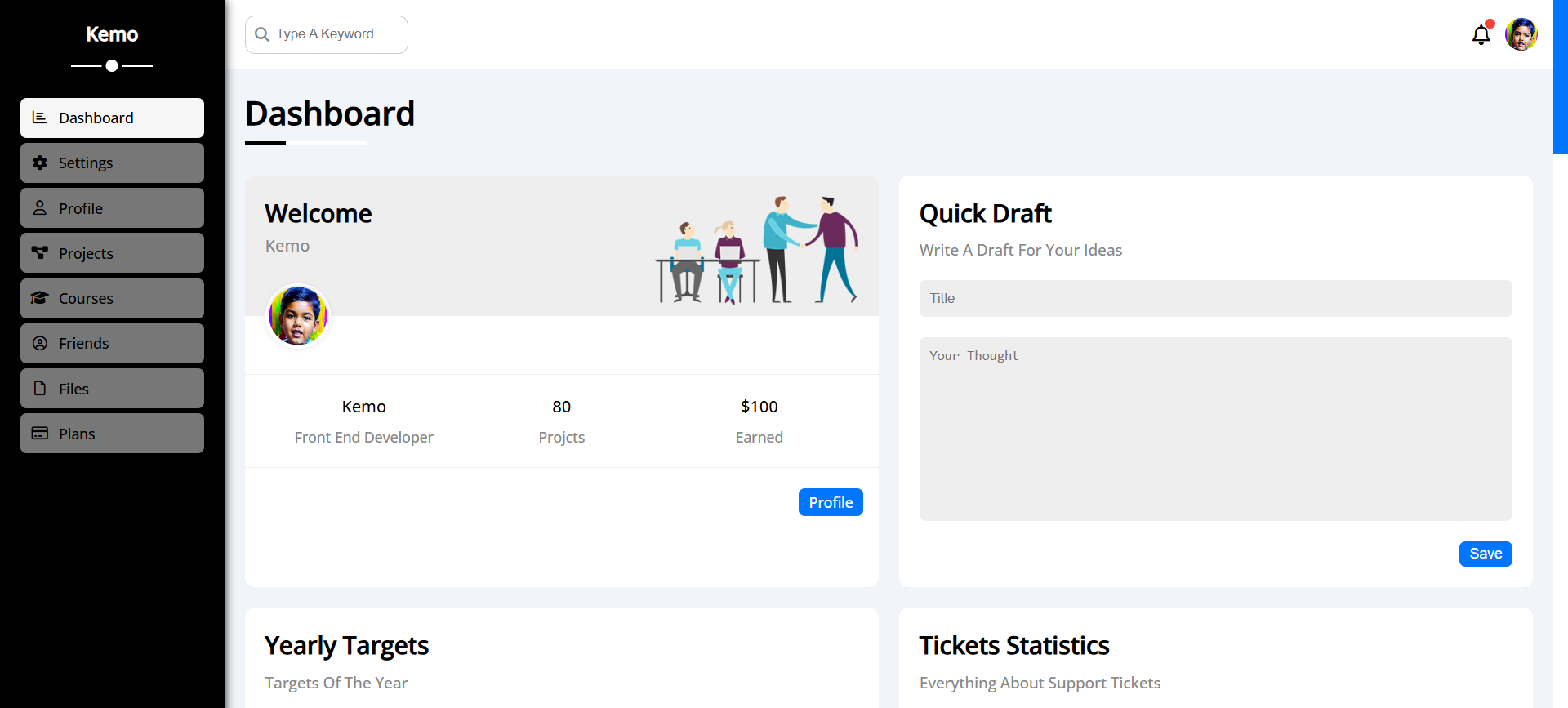 Kemo Dashboard project preview